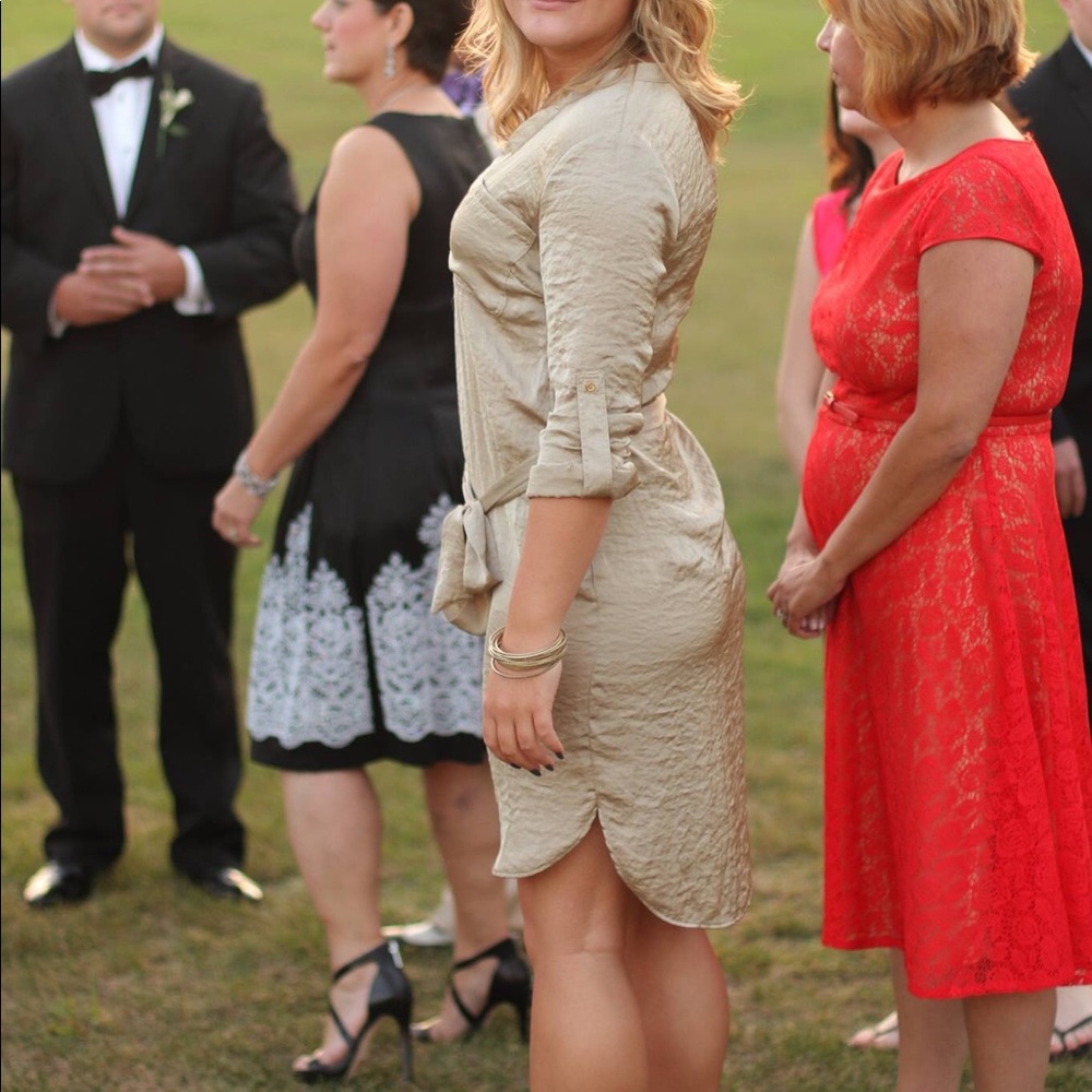 Michael Kors Gold Roll Sleeve Dress